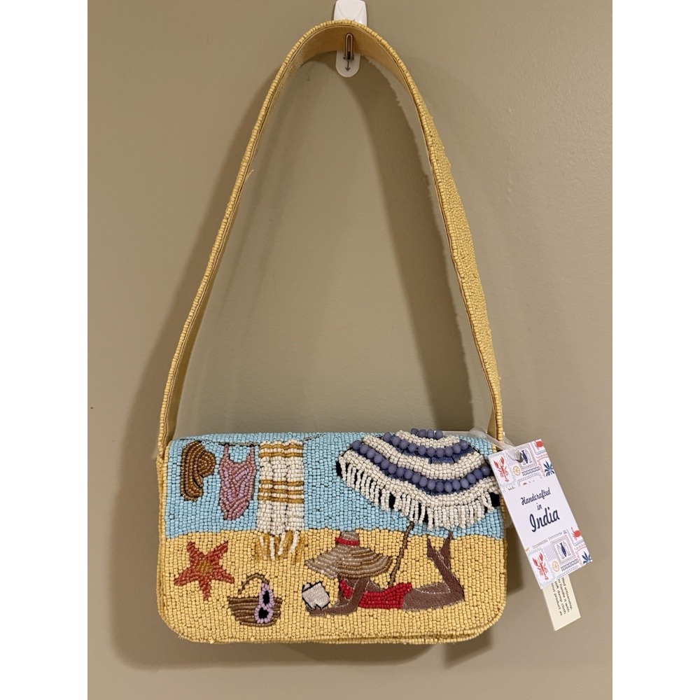 New Release Handcrafted in India Beach Scene Ocean Beaded Bag Viral TikTok